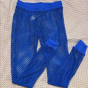 Blue Fishnet Jogger Pants